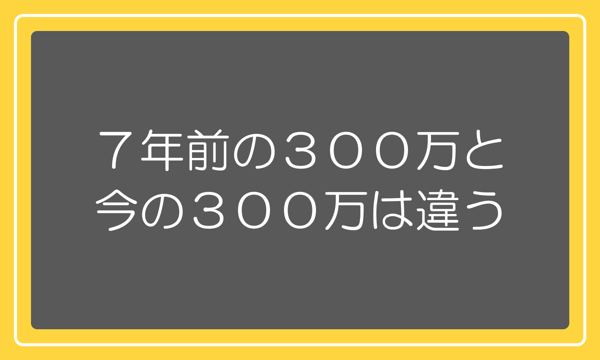 7年前の300万と今の300万は違う